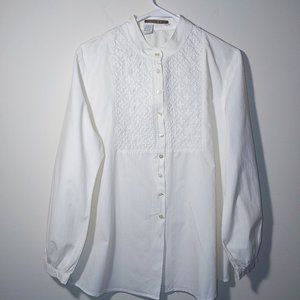 Isabella Bird Embroidered Button Down Long Sleeve Stand Color Shirt Size…